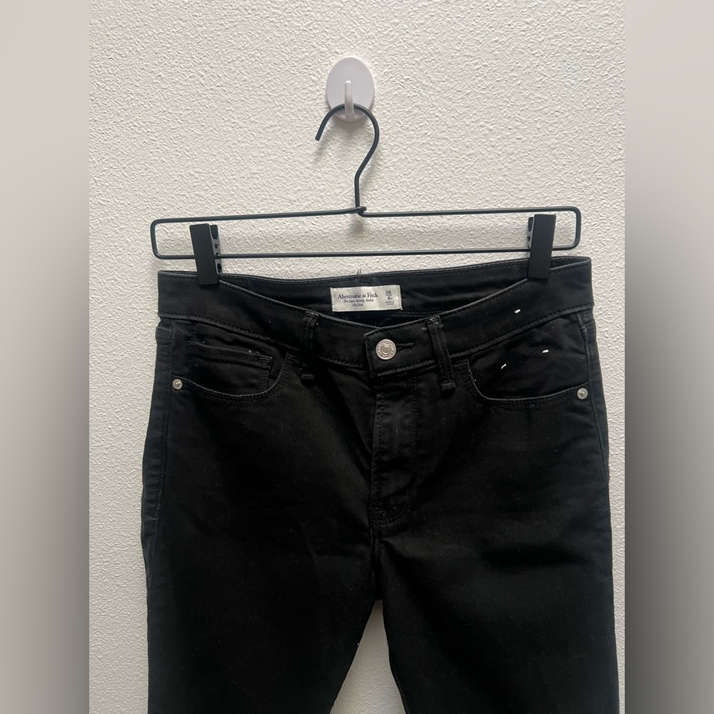 Abercrombie & Fitch Black Jeans The Super Skinny Ankle Mid Rise Denim Size 28 6S - Picture 2 of 4